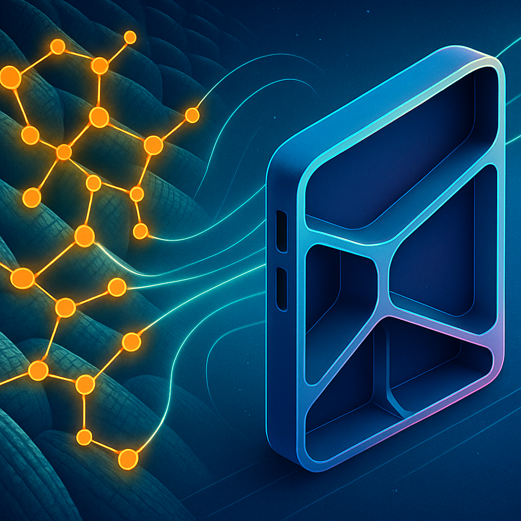 The Science of Unbreakable Design Abstract illustration blending microscopic material structures with reinforced product design, symbolizing the scientific principles behind durability.