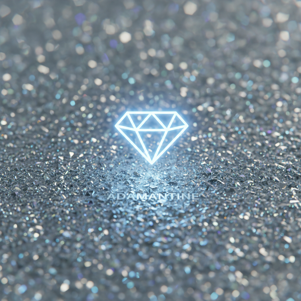 Adamantine Durability: Diamond-Like Flooring A close-up, highly detailed and photorealistic image of a floor surface, shimmering with a subtle, crystalline, diamond-like texture. A stylized, glowing diamond icon is subtly integrated into or hovering just above the surface, symbolizing its 'adamantine' hardness and unparalleled scratch resistance. The surface appears pristine and indestructible, reflecting light with a luxurious sheen. Focus on texture, light, and a sense of enduring quality.